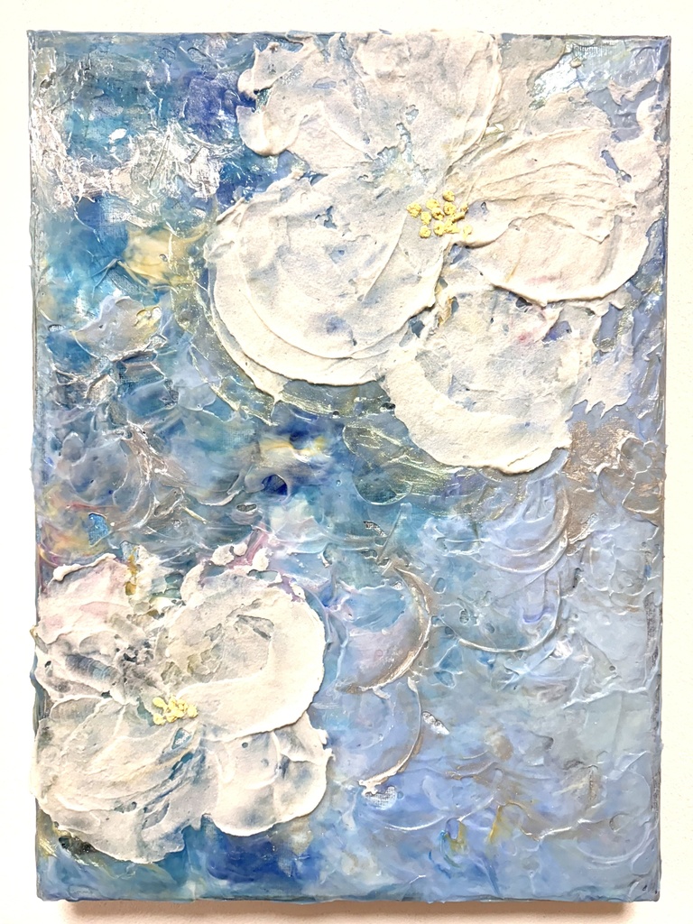 キャンバス原画　「flower s」　ブルー