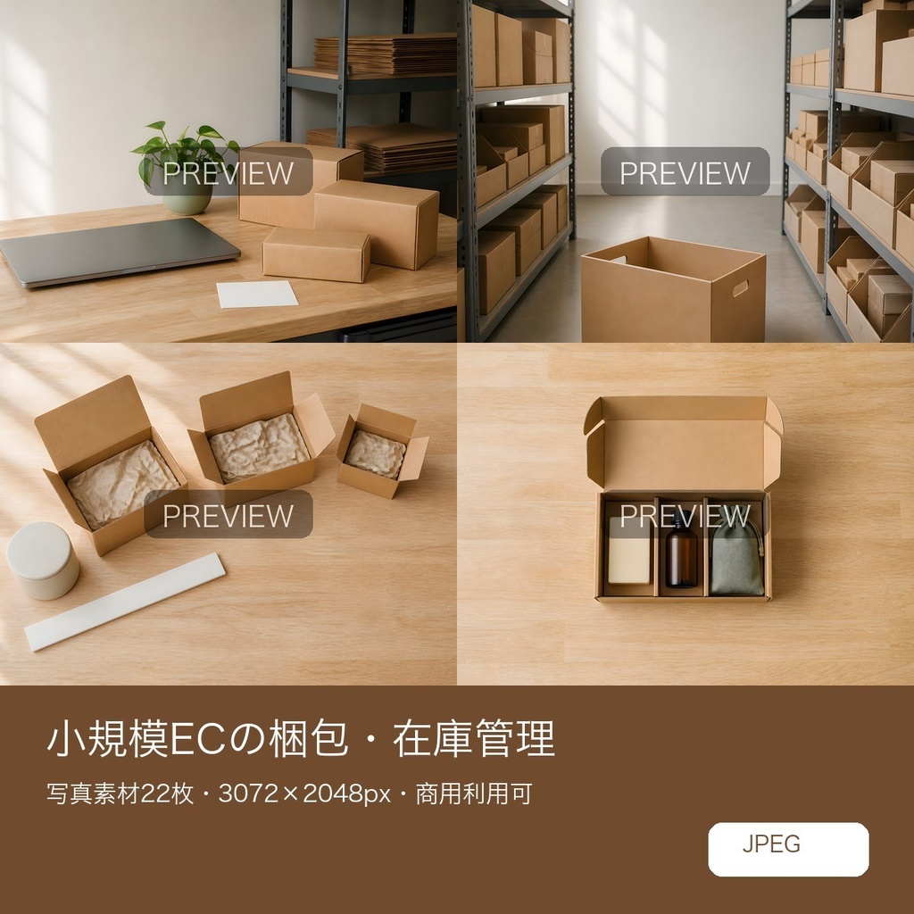 小規模ECの梱包・在庫管理 写真素材22枚｜商用利用可