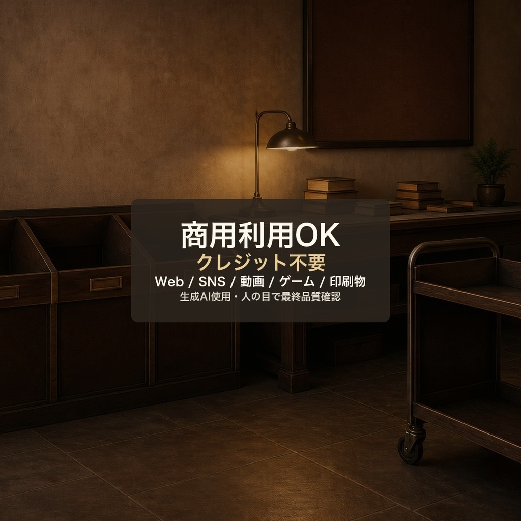 静かな私設図書館シーン 背景素材20種・40枚|4K・商用利用可
