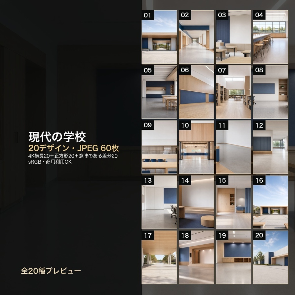 現代の学校 背景素材20種・60枚｜4K・商用利用可