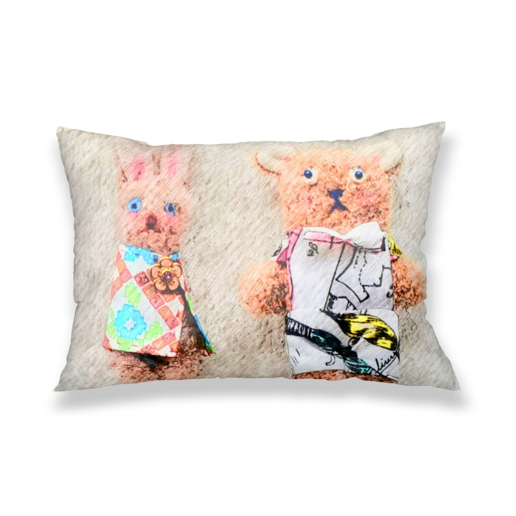 うさぎとくまの枕カバー