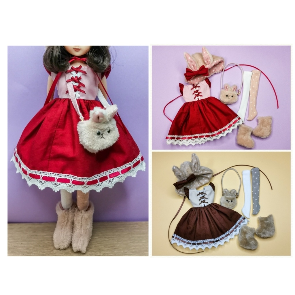 リカちゃん服ハンドメイド 〜グレー系ローズ〜