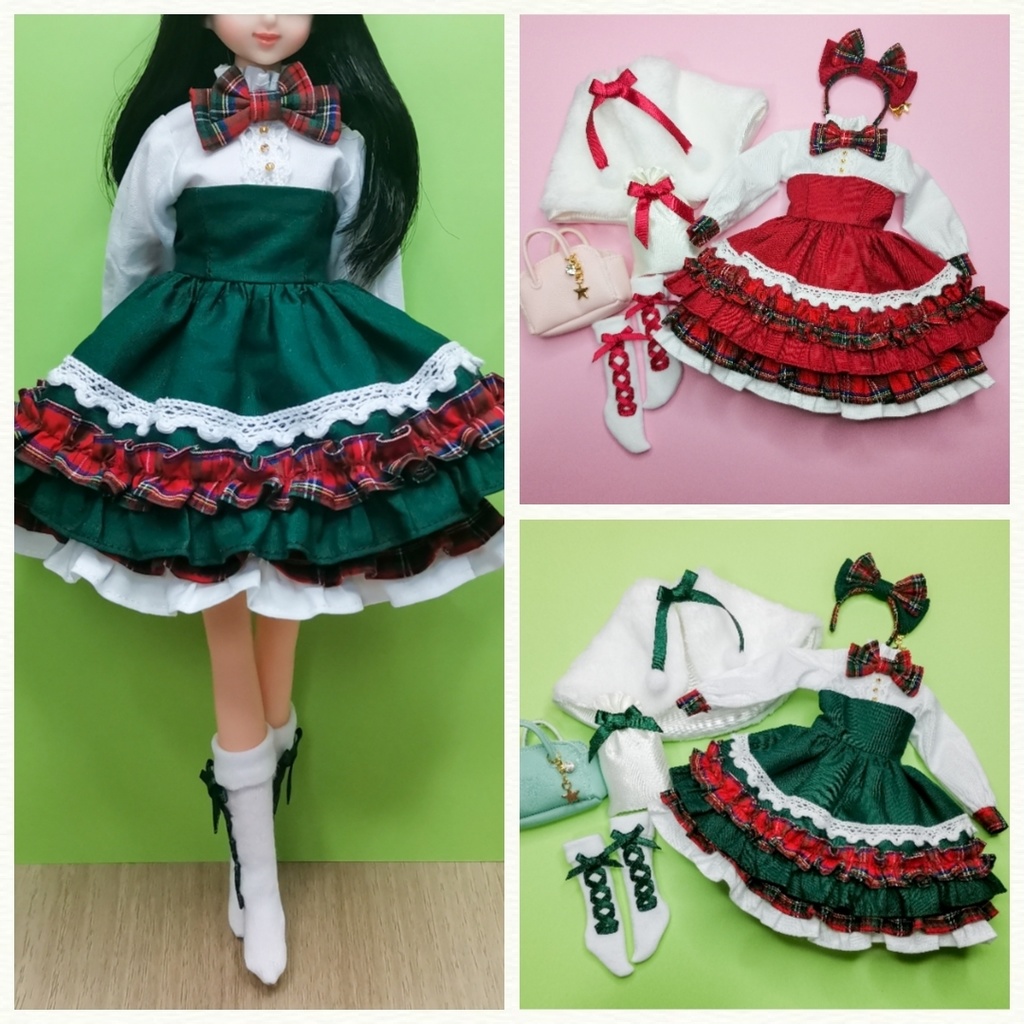 27cmサイズ ドール服 クリスマスワンピースセット - erieri*doll - BOOTH