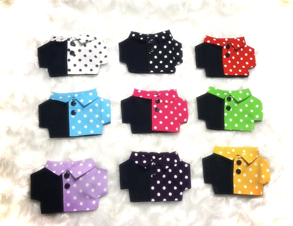 ぬい服  ドットバイカラーなシャツ