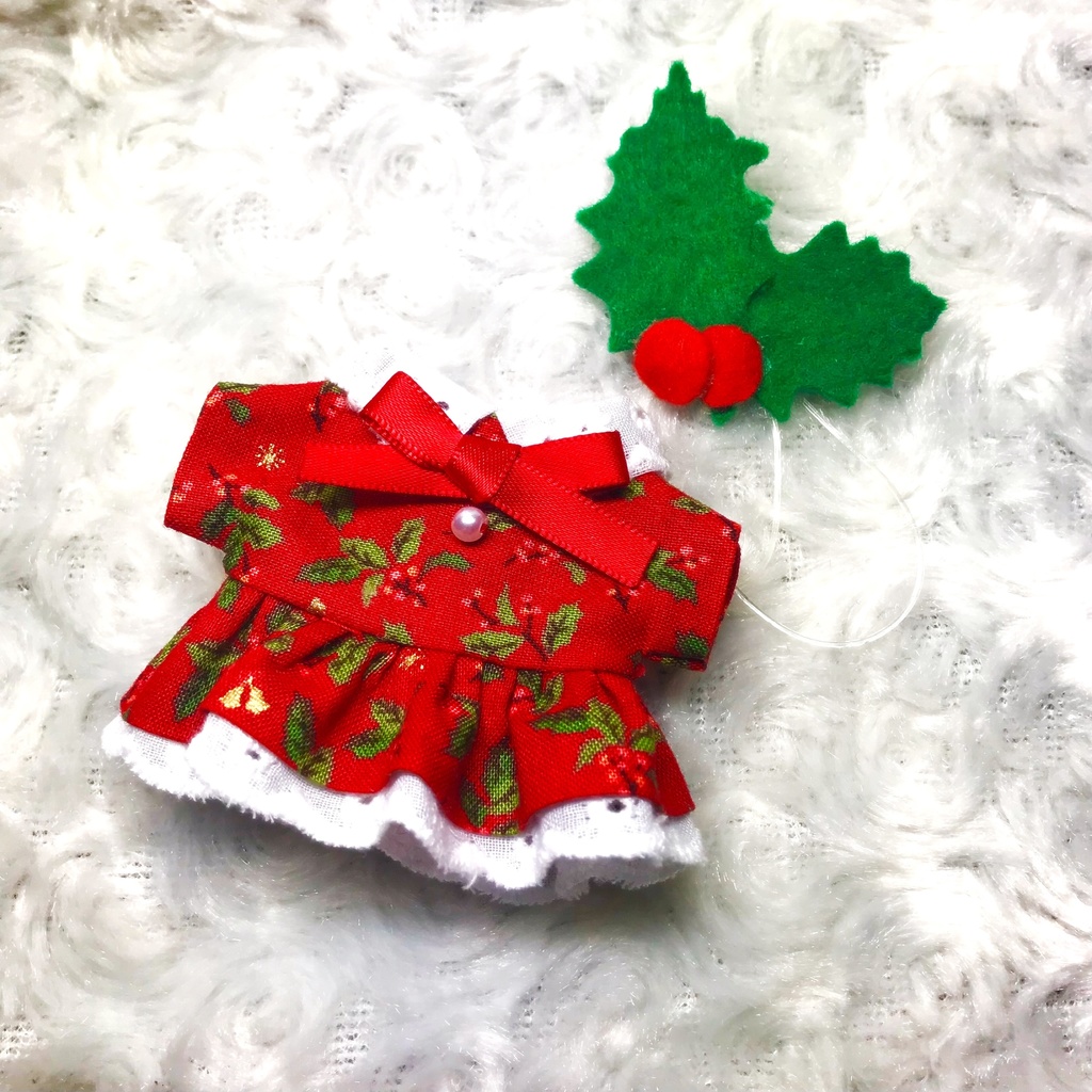 ぬい服 クリスマスのひいらぎワンピ