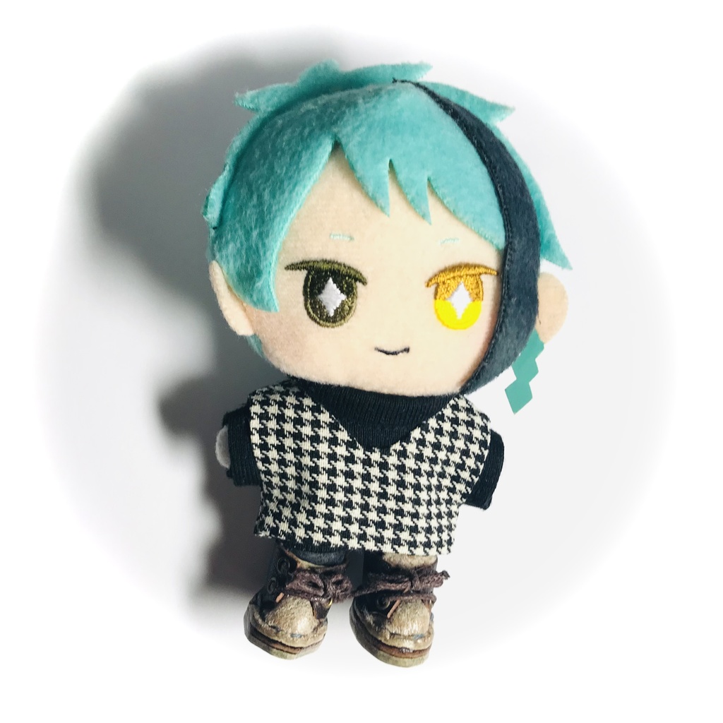 ぬい服 千鳥格子のベストとタートルネック