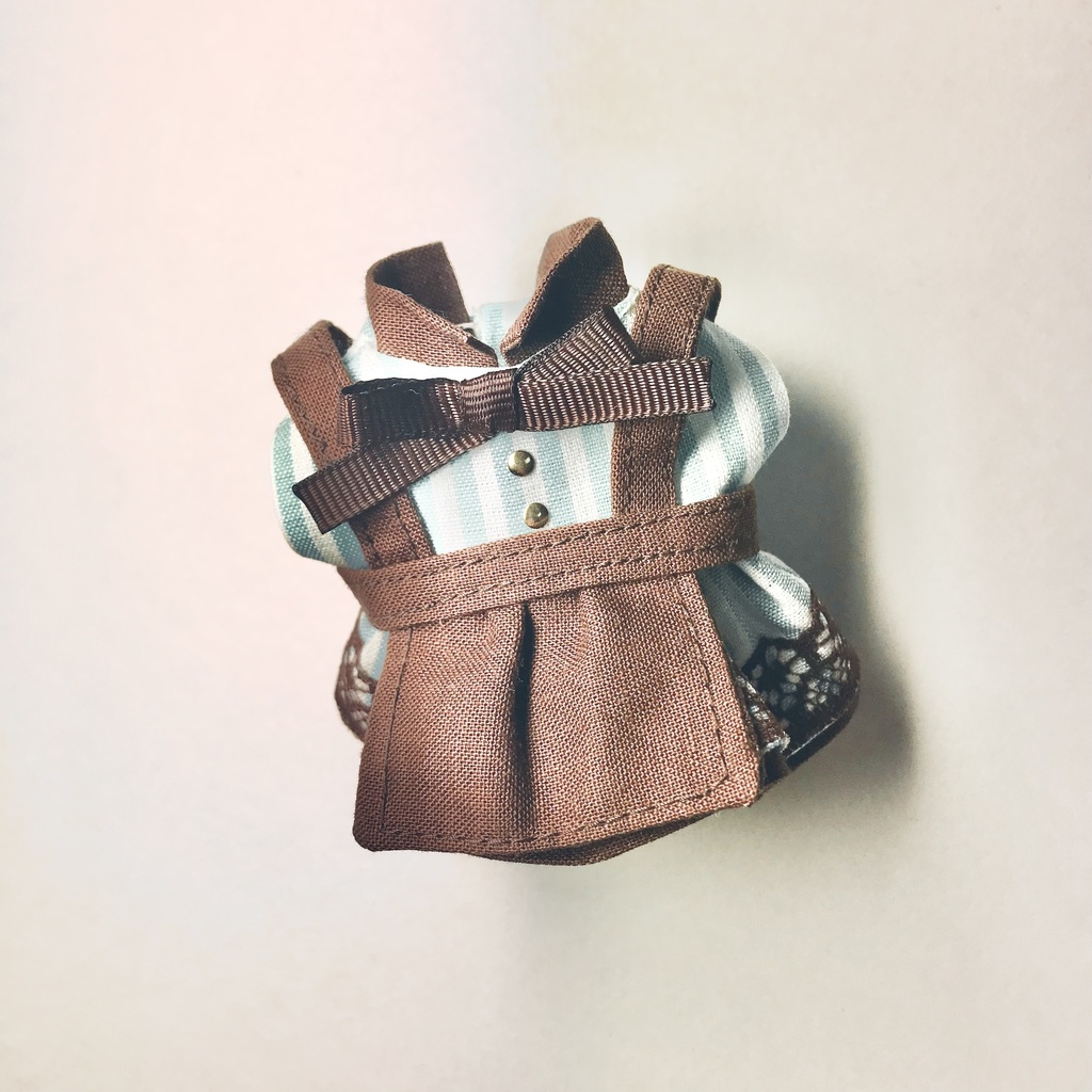 ぬい服 チョコミントエプロンワンピ