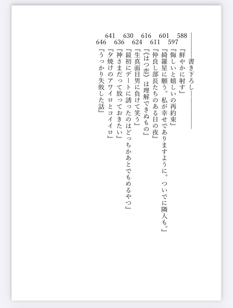 塚木手WEB再録掌篇集『恋は右手で片手間に』