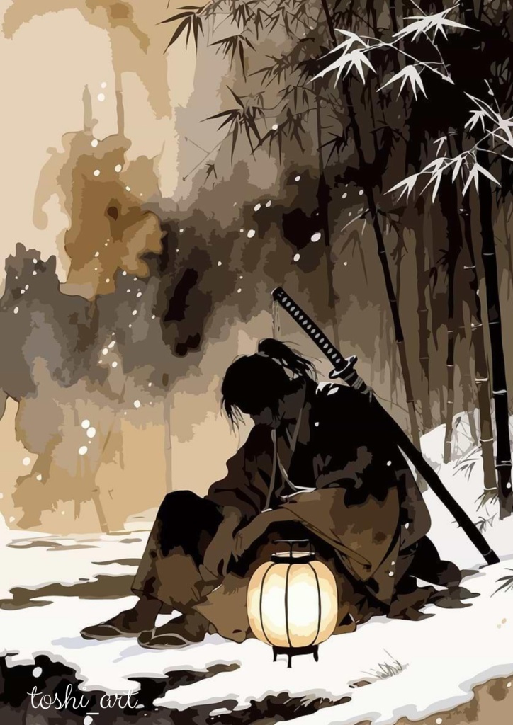 夕暮れの武士の休息