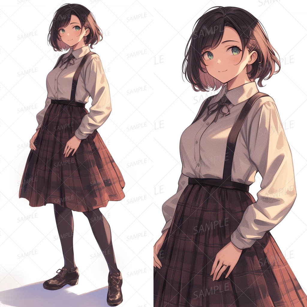 A0010：ゆるく巻いた髪のクラシック制服少女[立ち絵・縦画面]