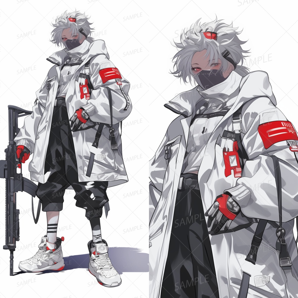 A0020：白装束のストリート系戦闘員[立ち絵・縦画面]