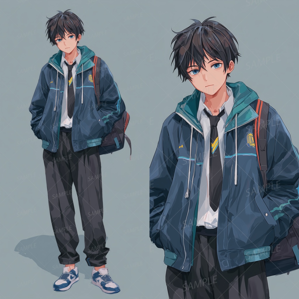 A0026：青いジャージ上着を羽織った男子学生[立ち絵・縦画面]