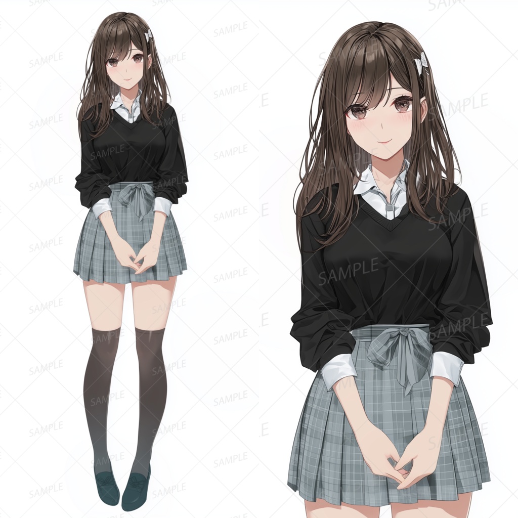 A0034：落ち着いた清楚系ロングヘア女子高生[立ち絵・縦画面]