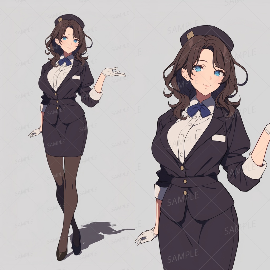 A0093：黒いジャケットとスカートのバスガイド[立ち絵・縦画面]
