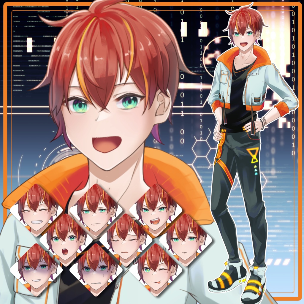 【表情差分10種】サイバーカジュアルな男の子