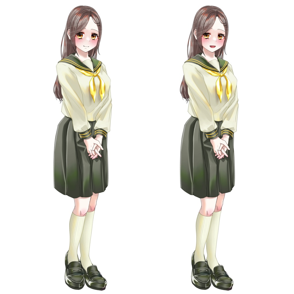 【差分計20種】緑セーラーの清楚な女子高生