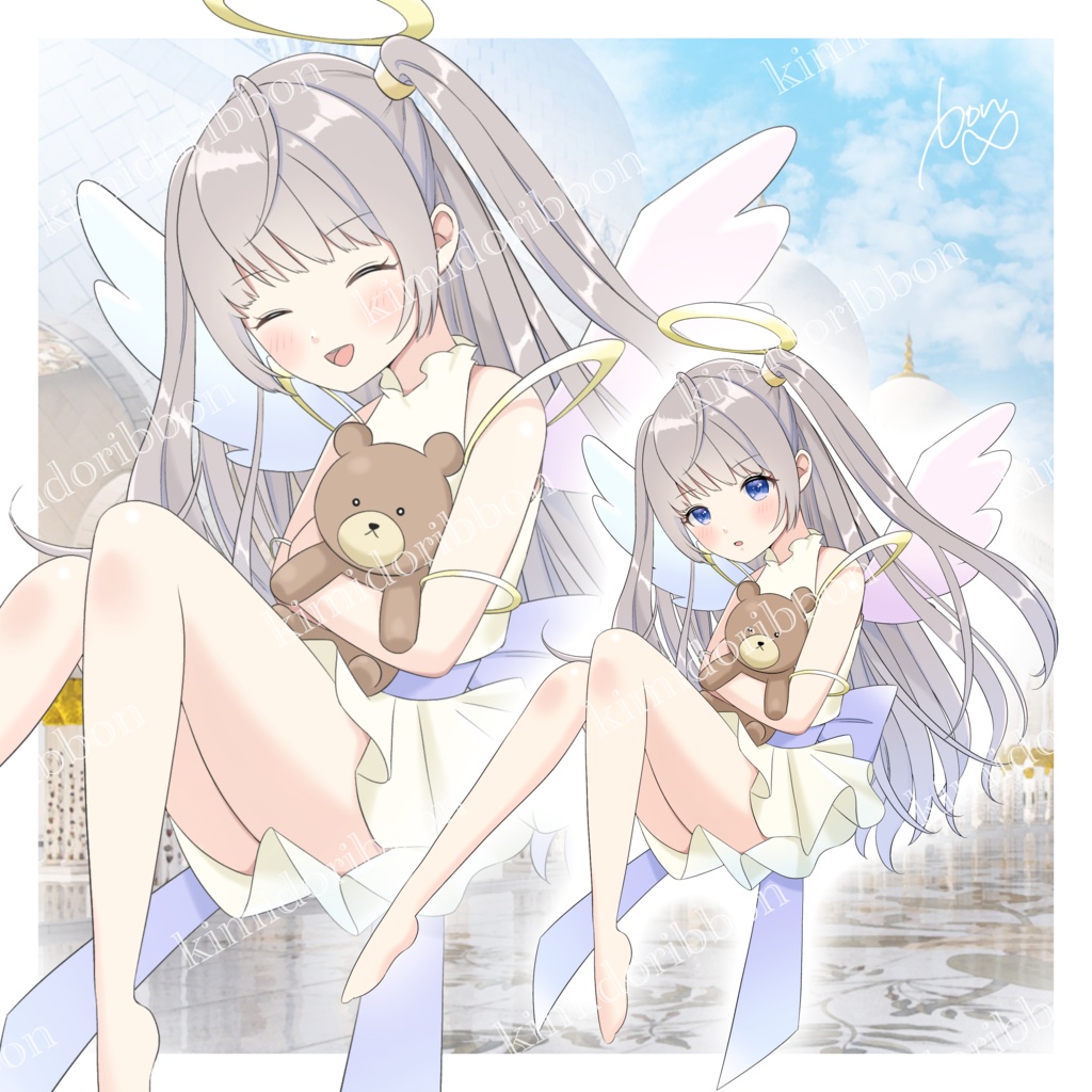 立ち絵素材_テディベアと天使ちゃん