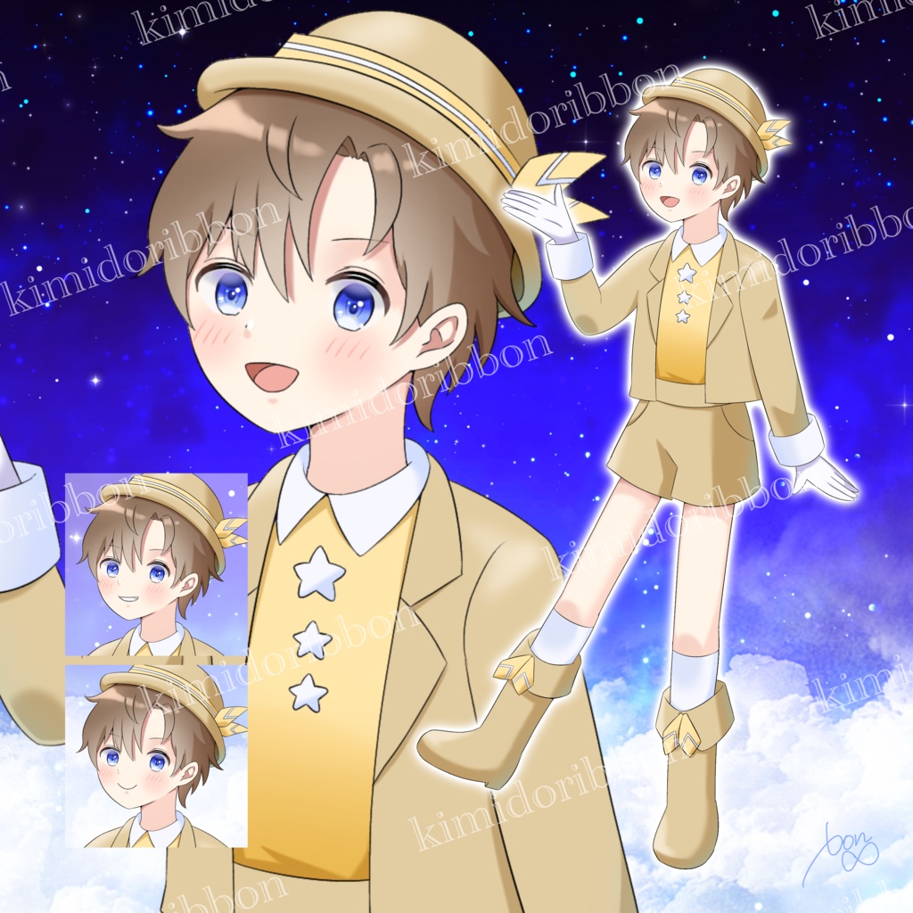 立ち絵素材_旅行案内する少年