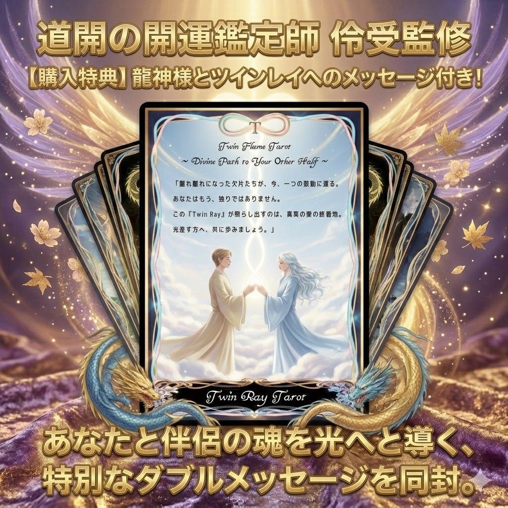 魂を結ぶ「ツインレイタロットカード」 78枚フルセット 道開の開運鑑定師 伶受監修 新品・未使用 シリアル・特典付き