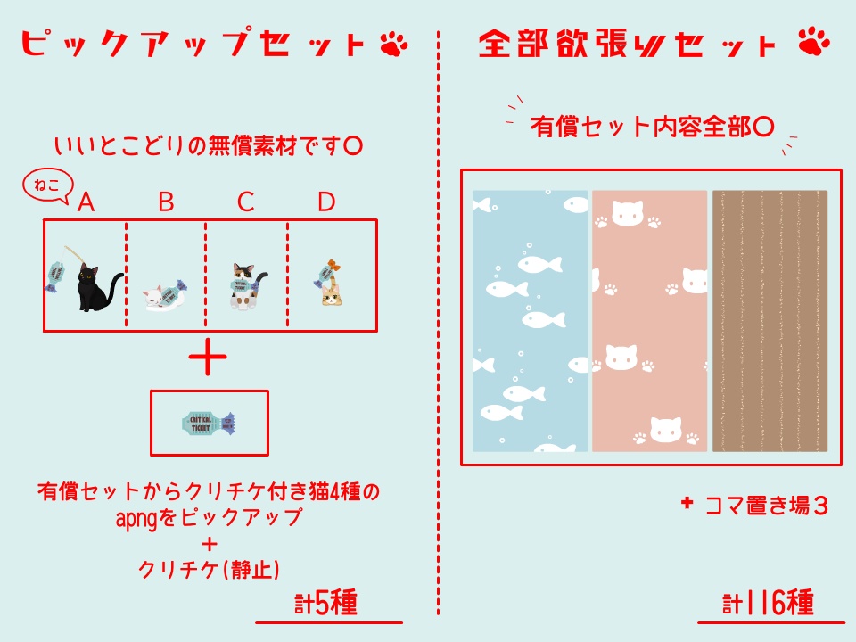 【無償版有り】おさかなクリチケとapngねこカフェセット