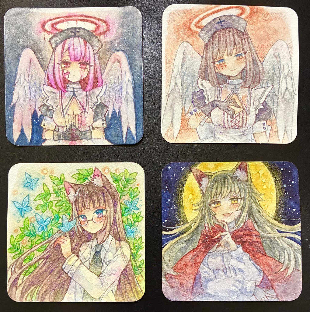 天使ちゃんとケモ耳ちゃん てのひら原画
