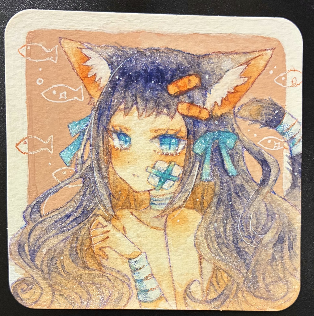 猫耳ちゃんてのひら原画
