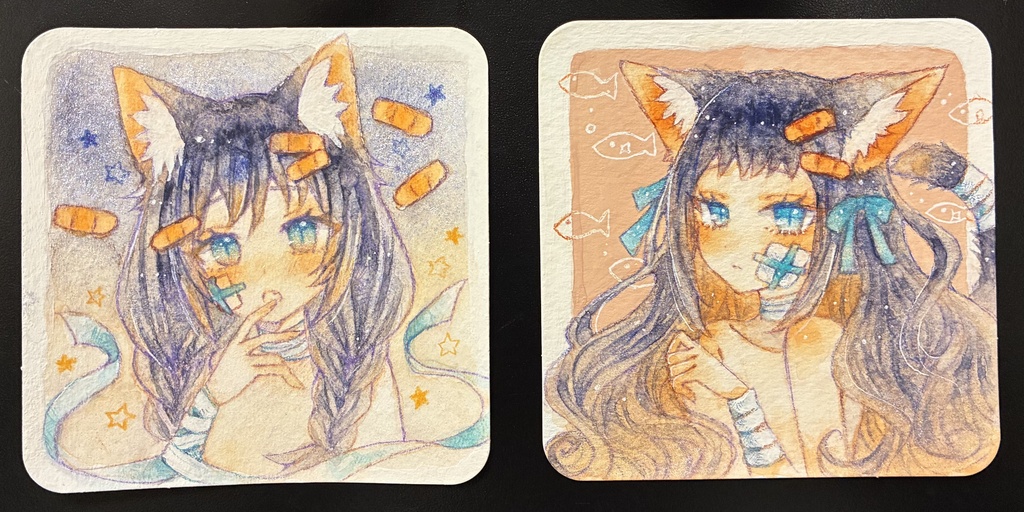 猫耳ちゃんてのひら原画