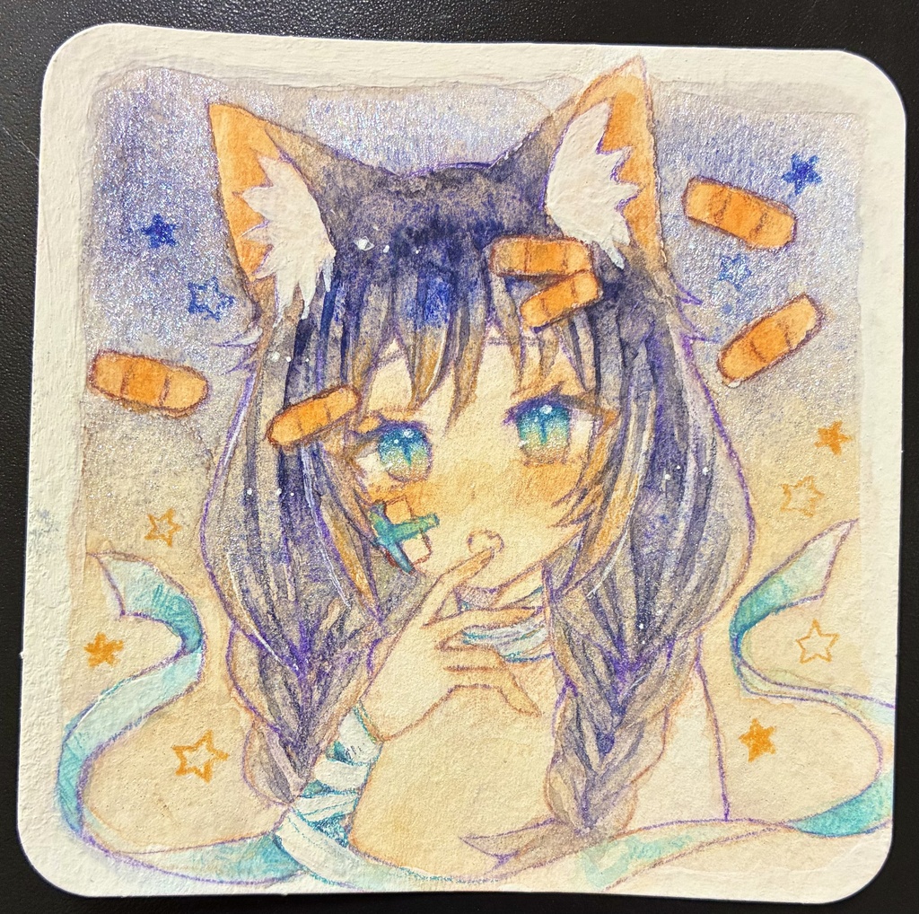 猫耳ちゃんてのひら原画