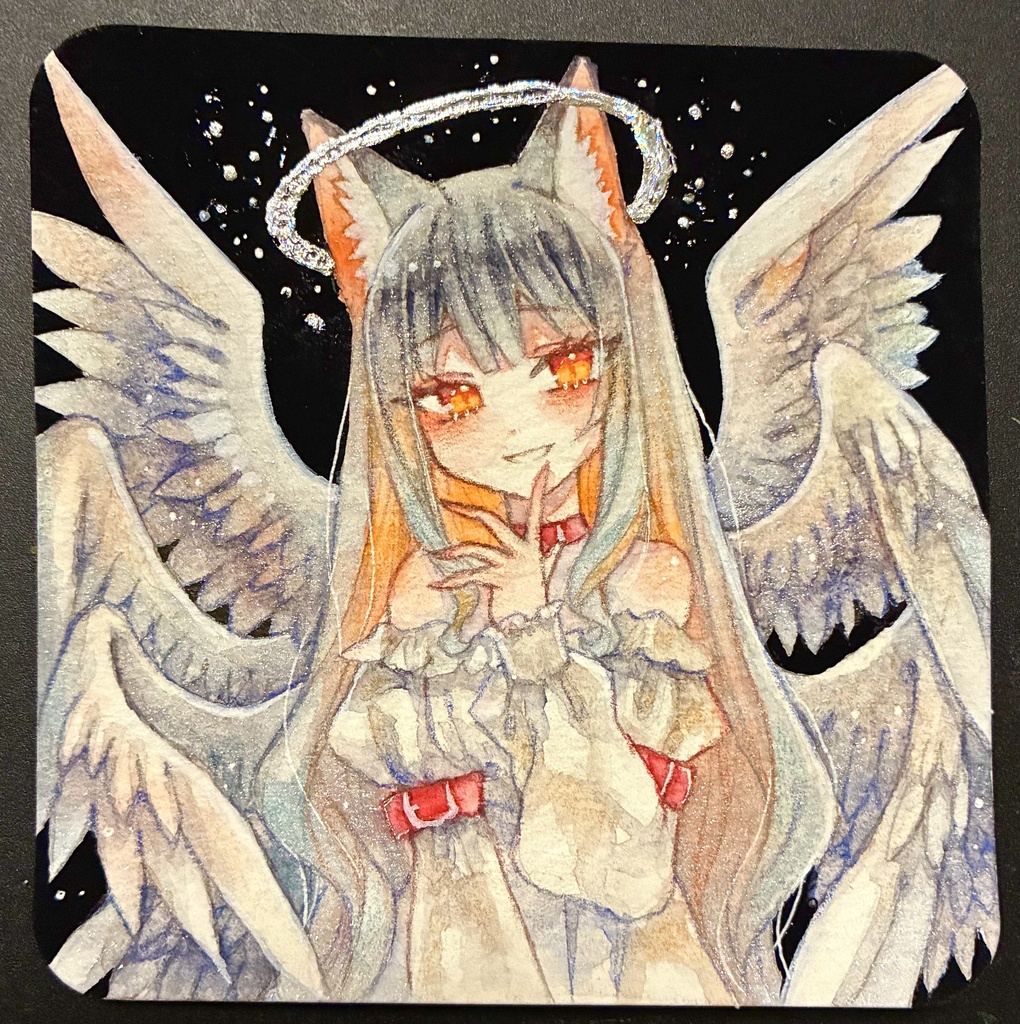 羽いっぱいの獣耳天使ちゃん🪽てのひら原画
