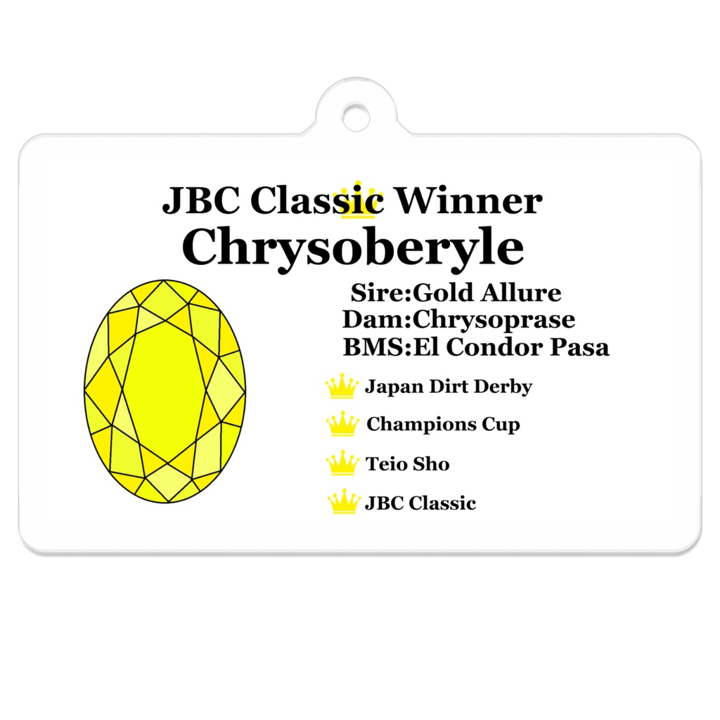 クリソベリル　JBCクラシック　アクリルキーホルダー　ホワイト