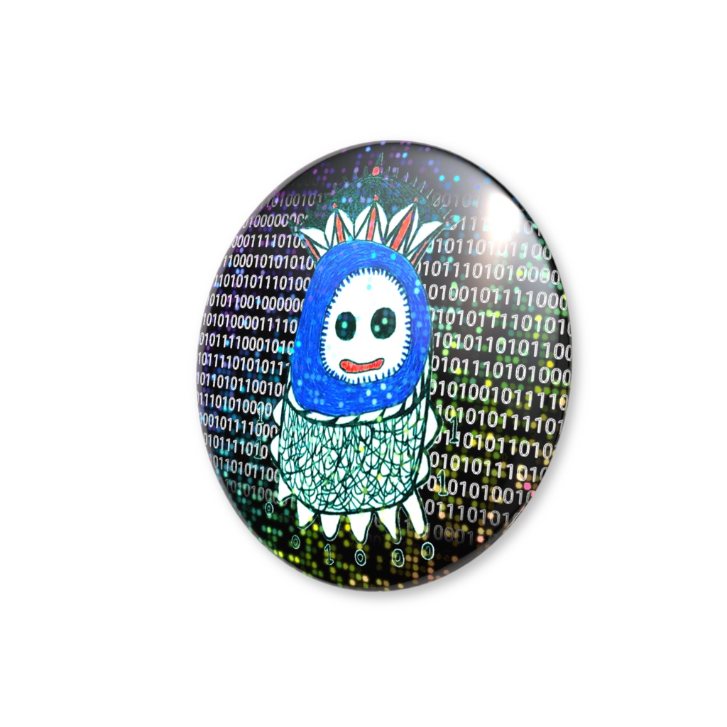 デジタロウのホログラム缶バッジ黒(グリッター柄)56mm