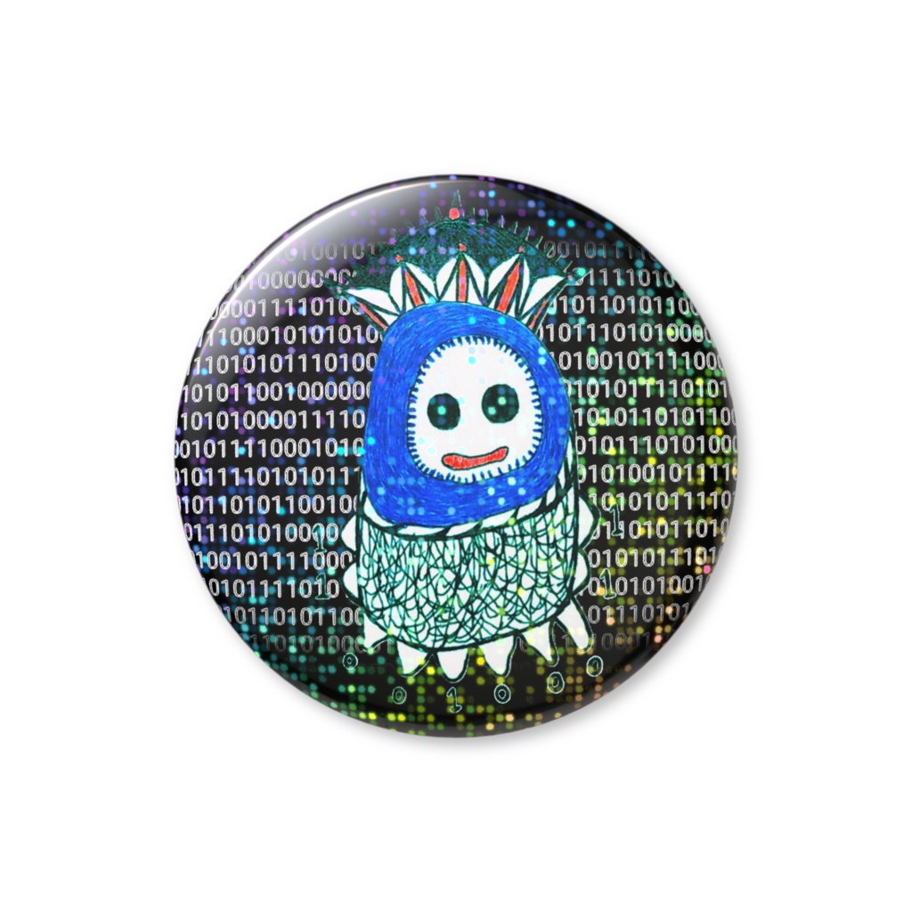 デジタロウのホログラム缶バッジ黒（グリッター柄）56mm