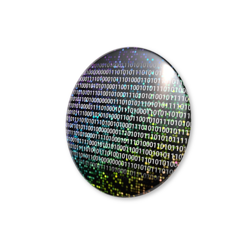 デジタロウ外出中のホログラム缶バッジ黒(グリッター柄)56mm