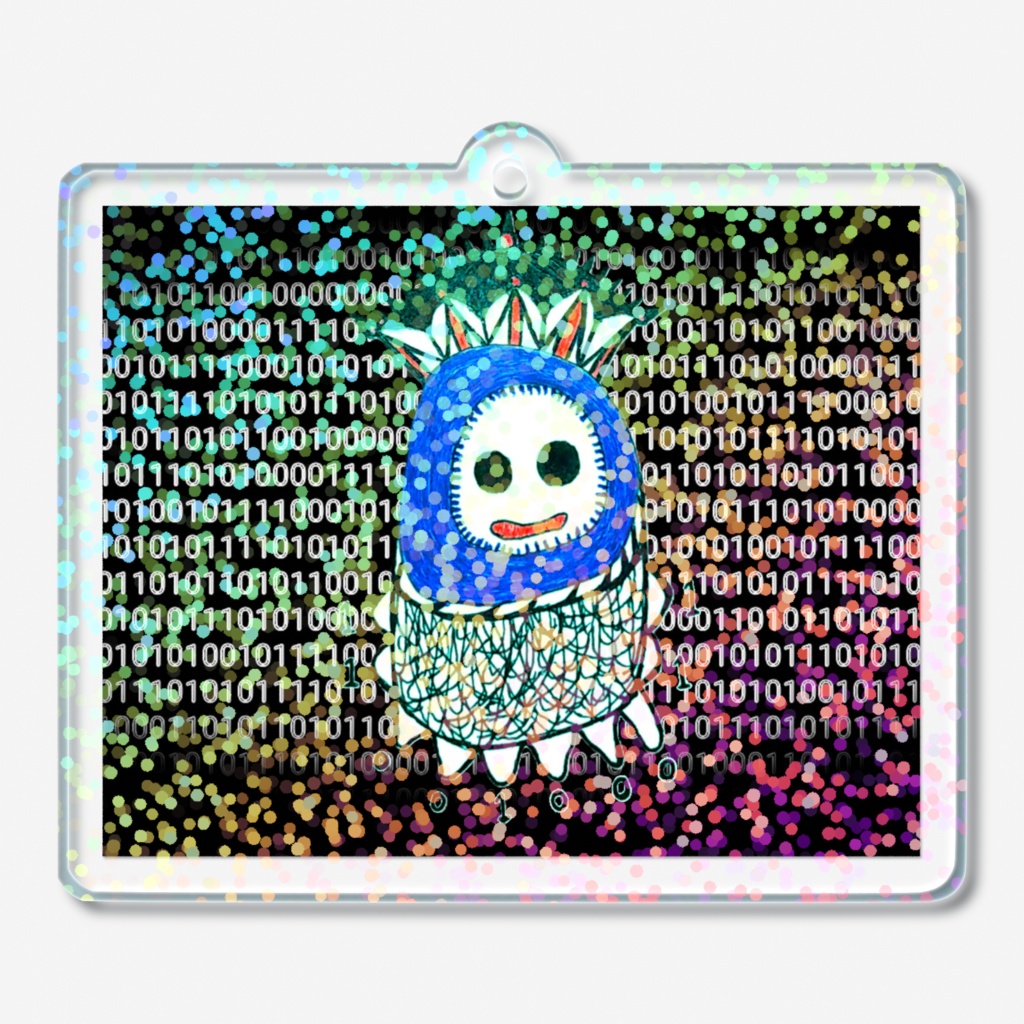 デジタロウのホログラムアクリルキーホルダー黒（グリッター柄）