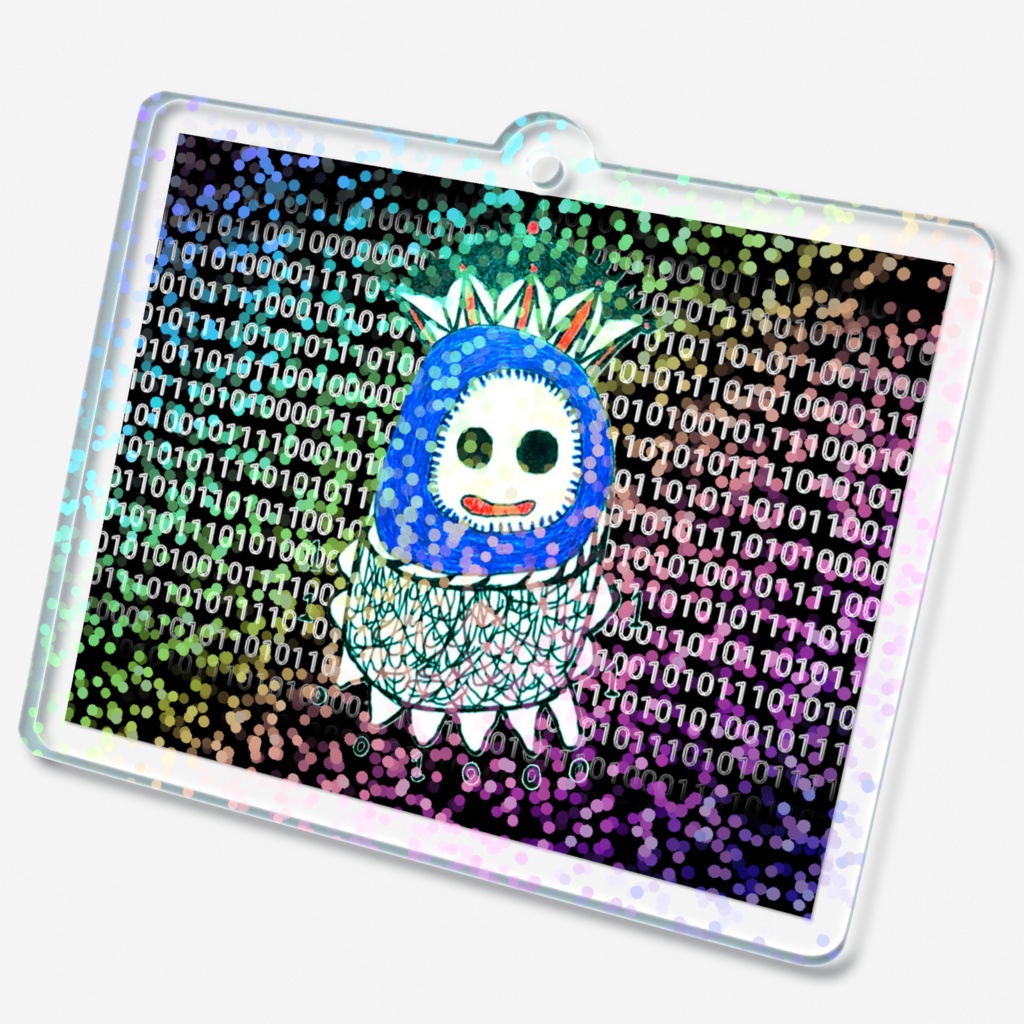 デジタロウのホログラムアクリルキーホルダー黒(グリッター柄)