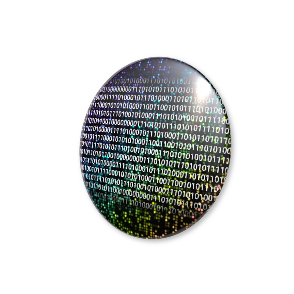 デジタロウ外出中のホログラム缶バッジ黒(グリッター柄)76mm