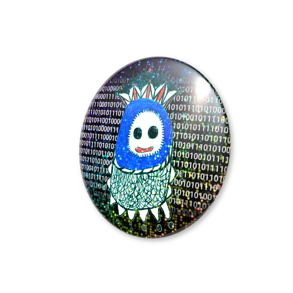 デジタロウのホログラム缶バッジ黒(グリッター柄)76mm