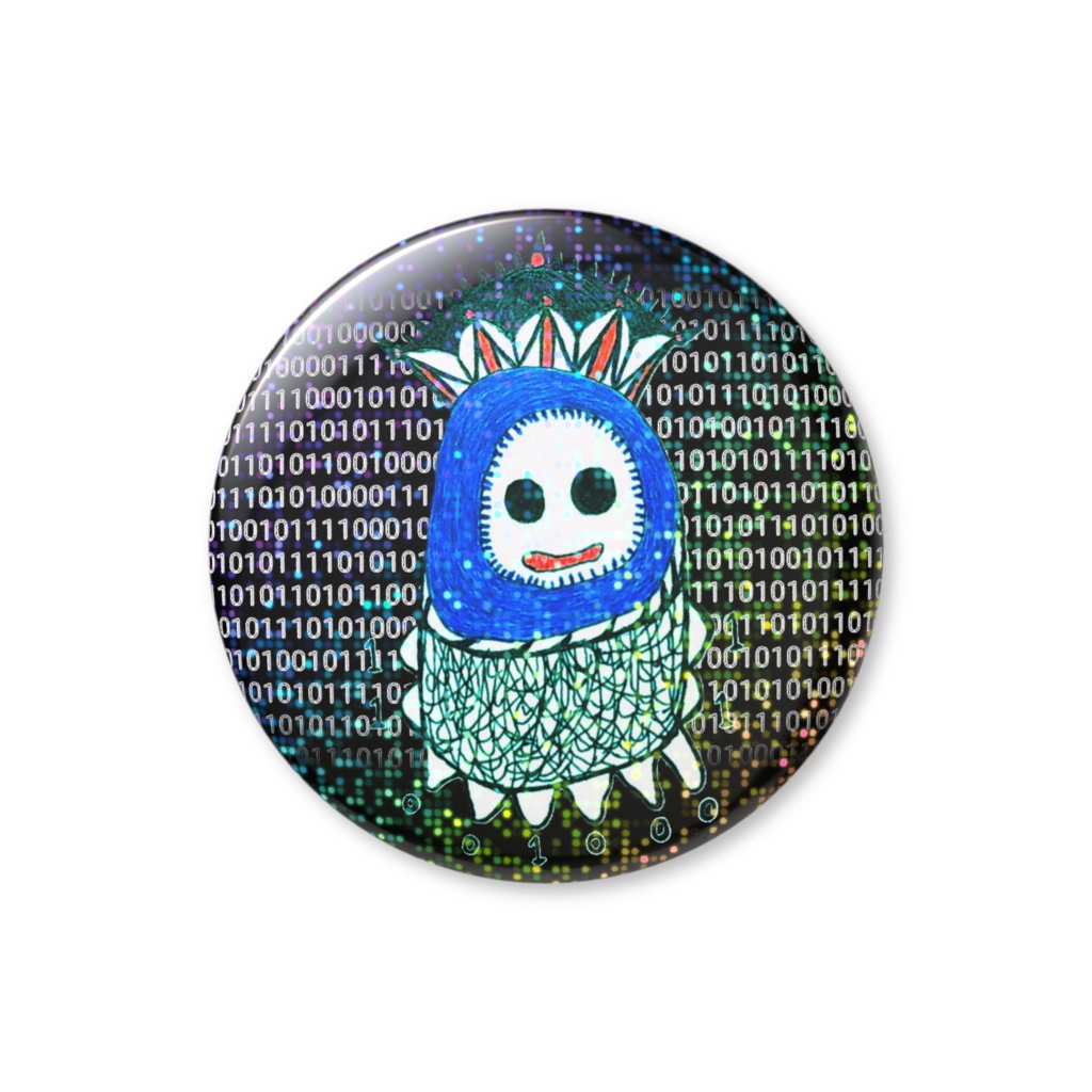 デジタロウのホログラム缶バッジ黒(グリッター柄)76mm