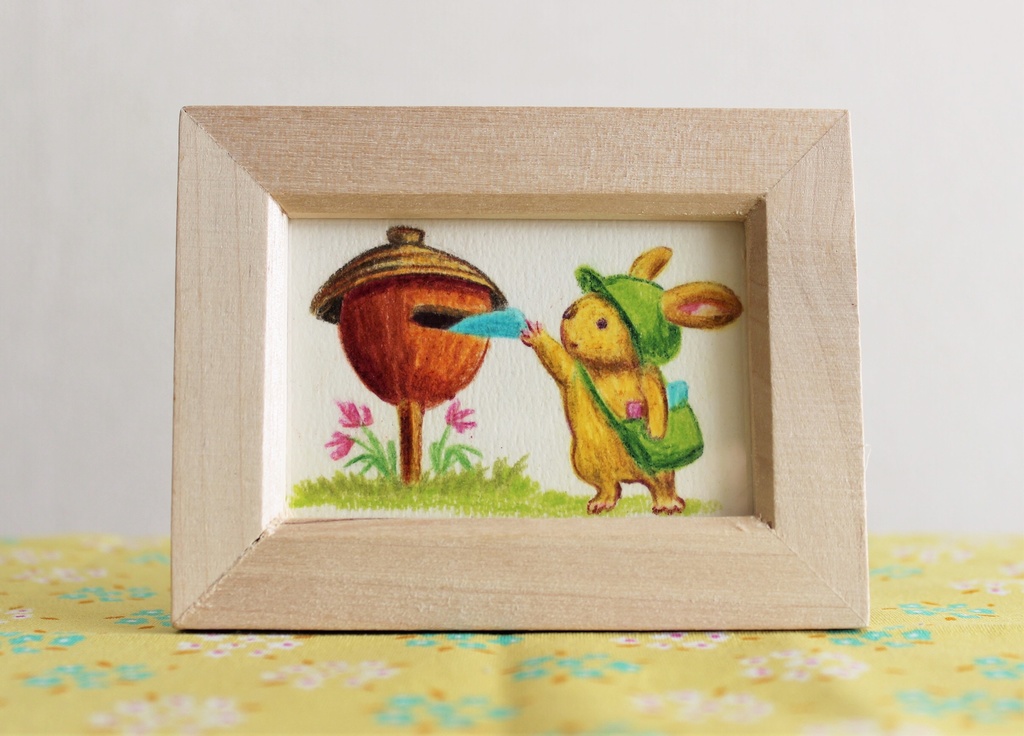 ミニ原画「うさぎの郵便屋さん」