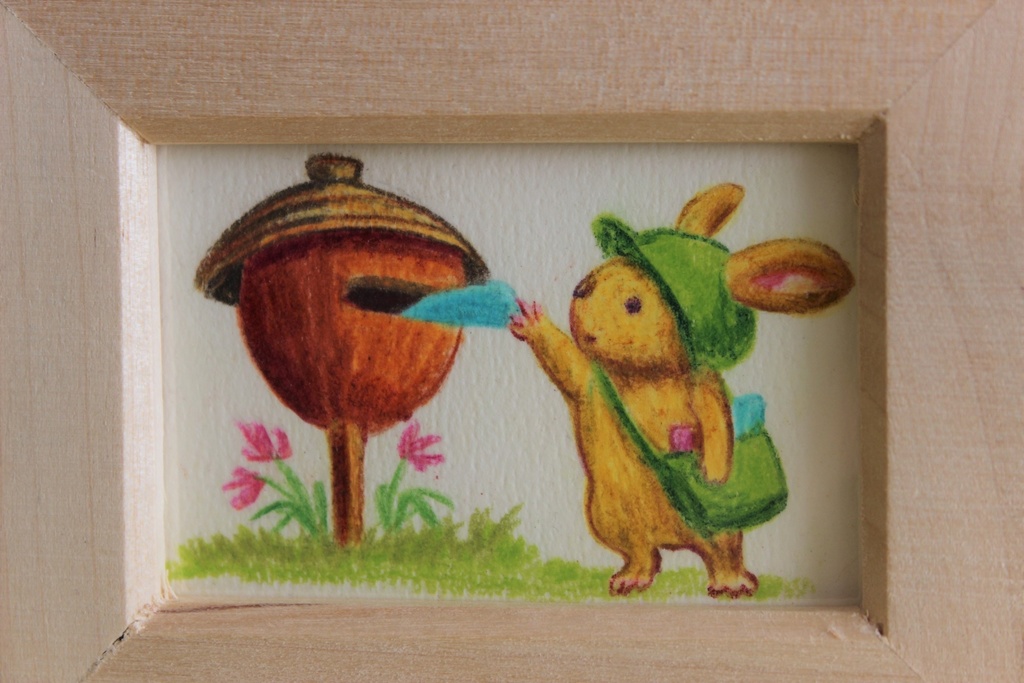 ミニ原画「うさぎの郵便屋さん」