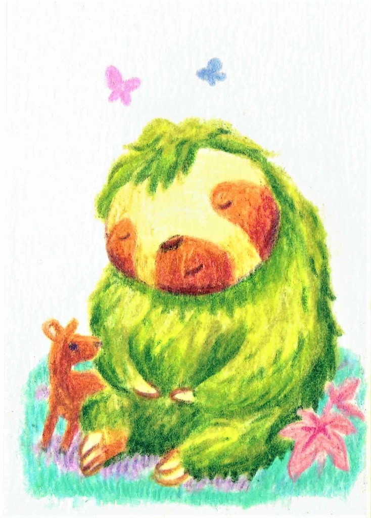 ミニ原画「起こさないように…」