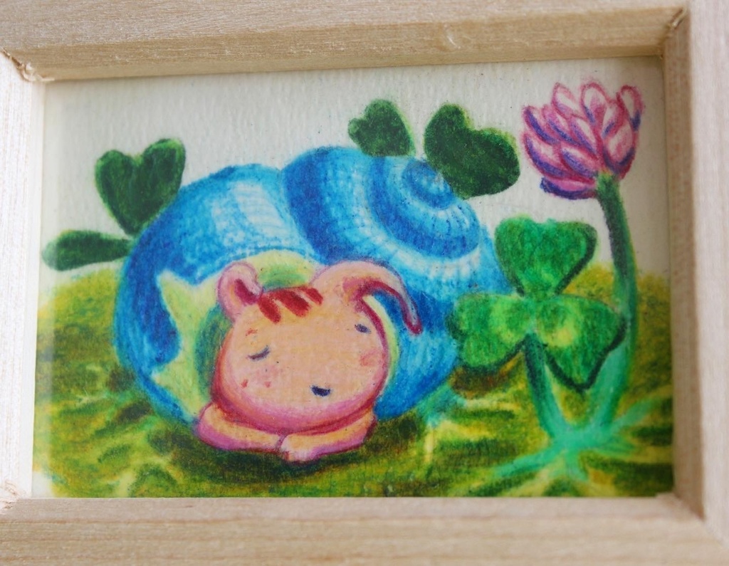 ミニ原画「春眠かたつむり」