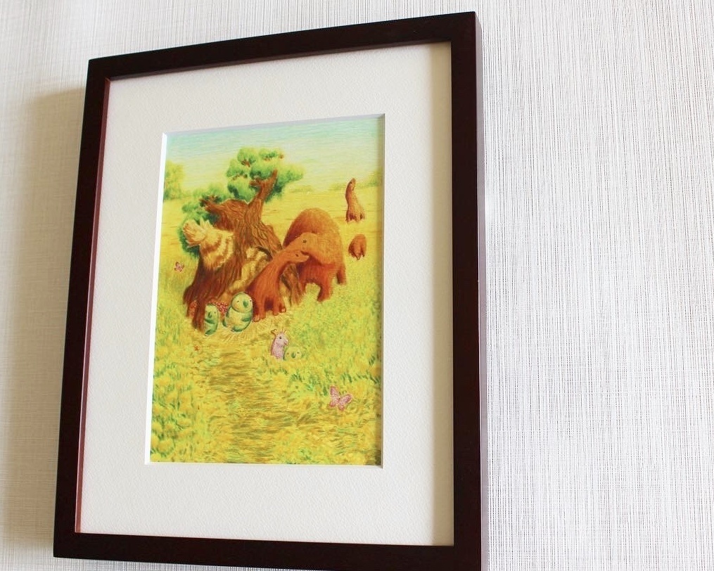 色鉛筆画「再会の花畑」