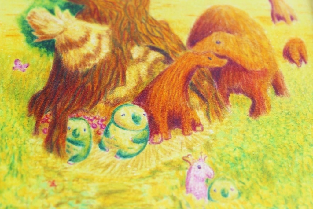 色鉛筆画「再会の花畑」