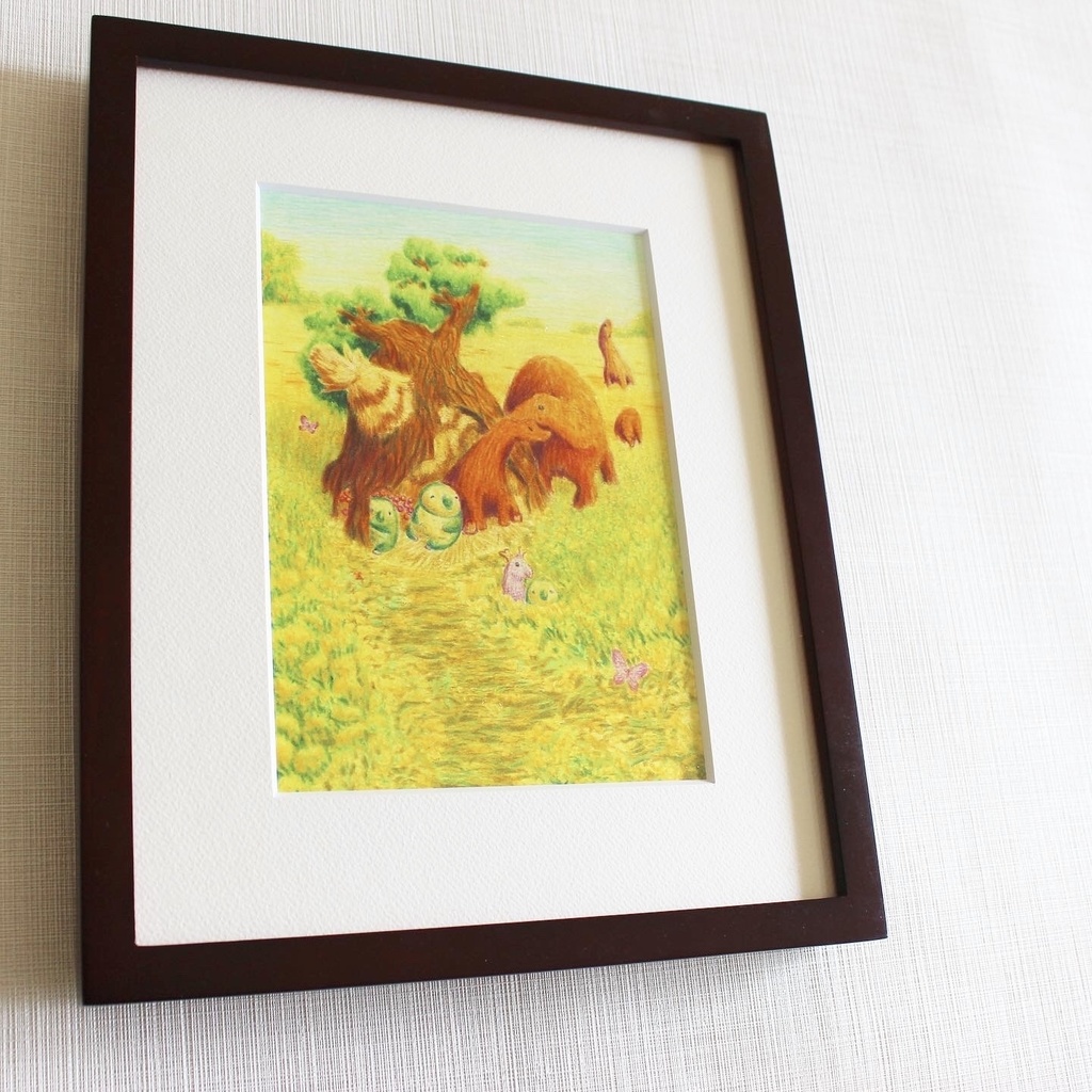 色鉛筆画「再会の花畑」