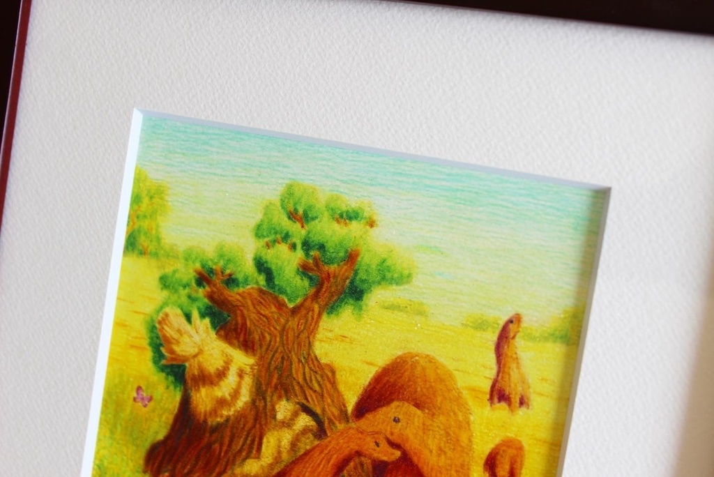 色鉛筆画「再会の花畑」