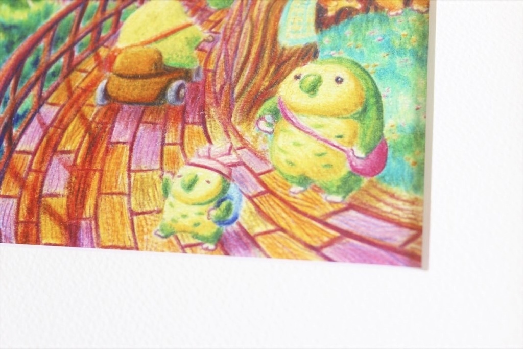 色鉛筆画「未来に届くバス」