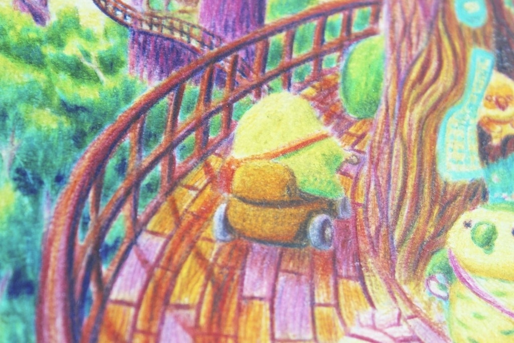 色鉛筆画「未来に届くバス」