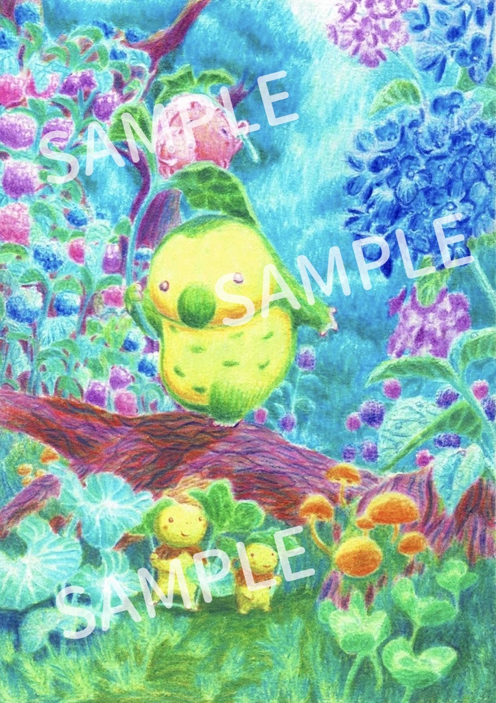 色鉛筆画「しっとりしていて良い天気」