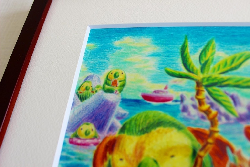 色鉛筆画「スイカのおすそわけ」